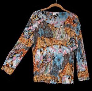 Alberto Makali Embelished Multi Print Top XL